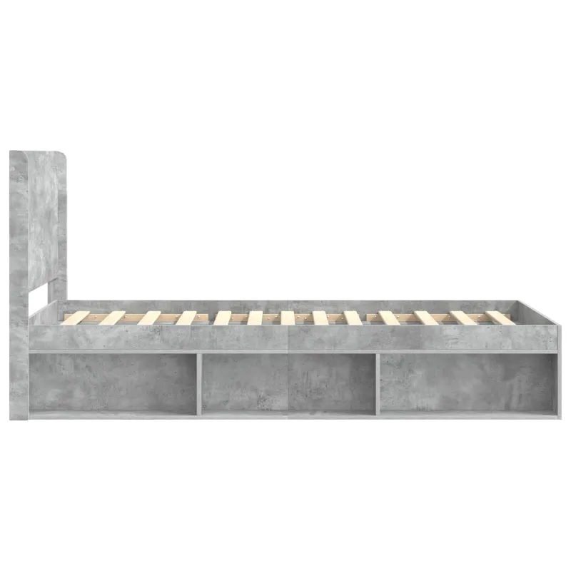 Lovos rėmas su saugojimu ir nugara Betono pilka 100 x 200 cm