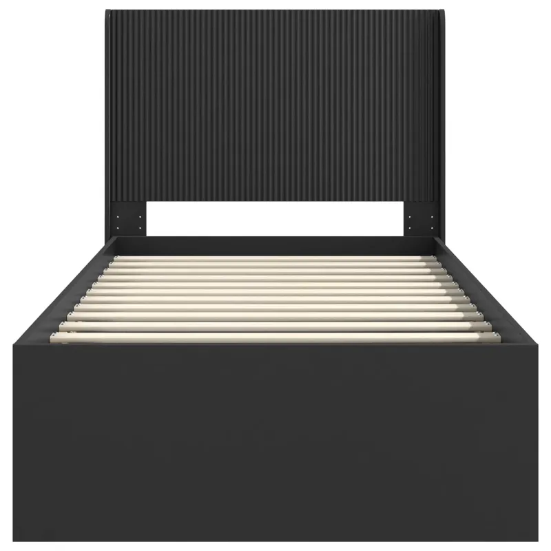 Lovos rėmas su saugojimu ir nugara Juoda 90 x 200 cm