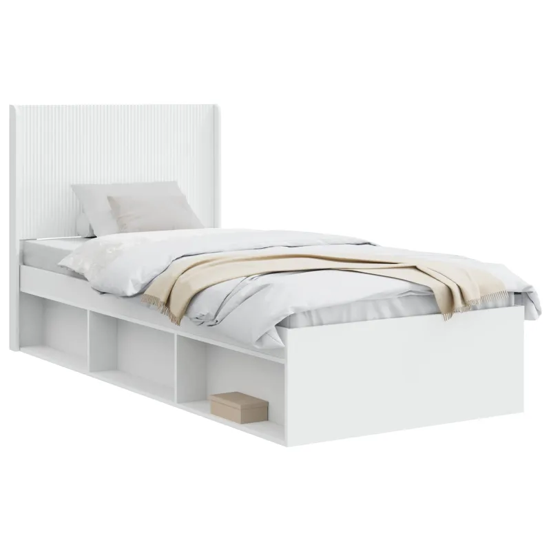 Lovos rėmas su saugojimu ir nugara Balta 90 x 190 cm