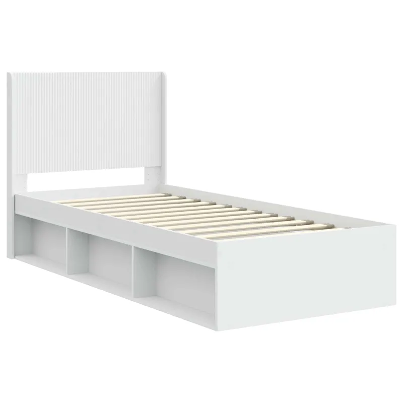 Lovos rėmas su saugojimu ir nugara Balta 90 x 190 cm