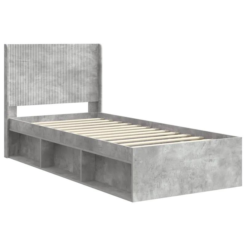Lovos rėmas su saugojimu ir nugara Betono pilka 75 x 190 cm