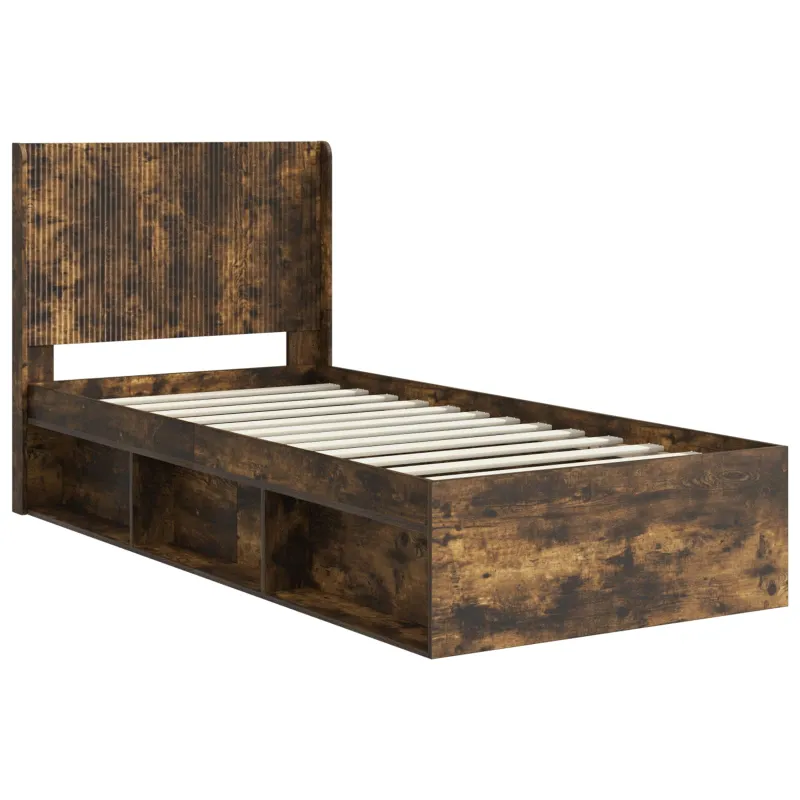 Lovos rėmas su saugojimu ir nugara Dūminio ąžuolo 75 x 190 cm