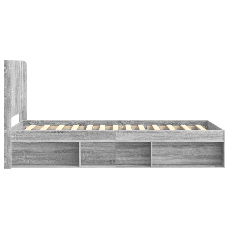Lovos rėmas su saugojimu ir nugara Pilka Sonoma 75 x 190 cm