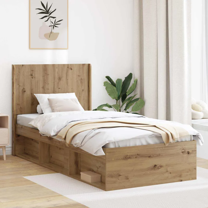 Lovos rėmas su saugojimu ir nugara Artisano ąžuolo 75 x 190 cm
