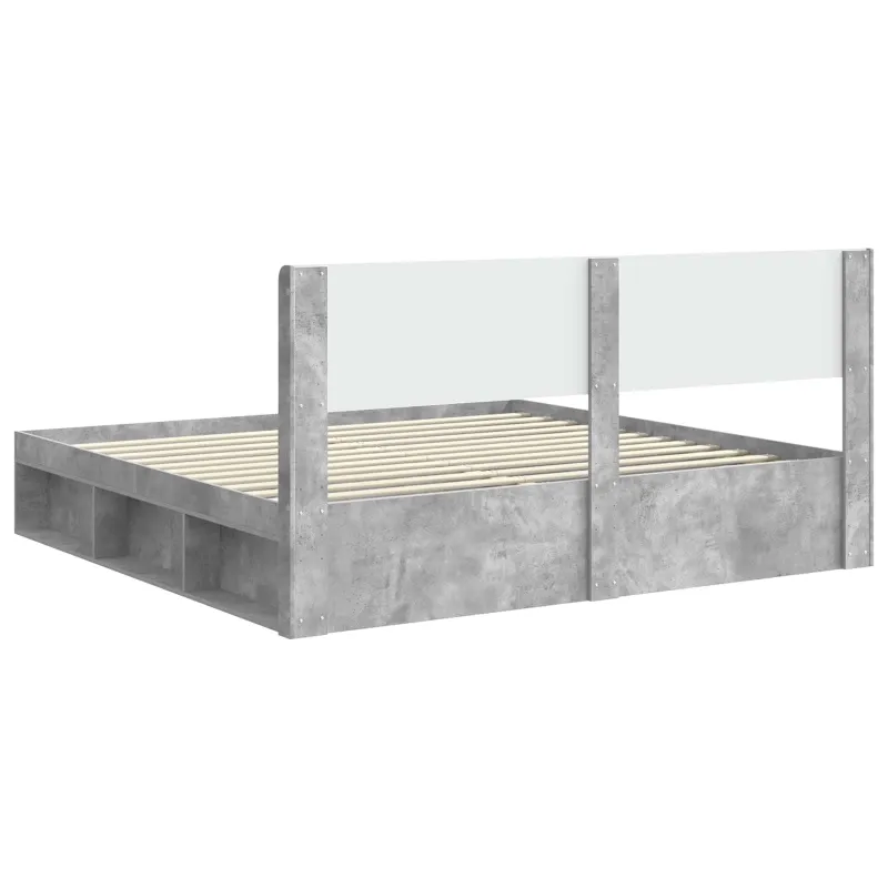 Lovos rėmas su saugojimu ir nugara Betono pilka 180 x 200 cm