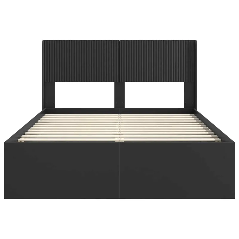 Lovos rėmas su saugojimu ir nugara Juoda 120 x 200 cm