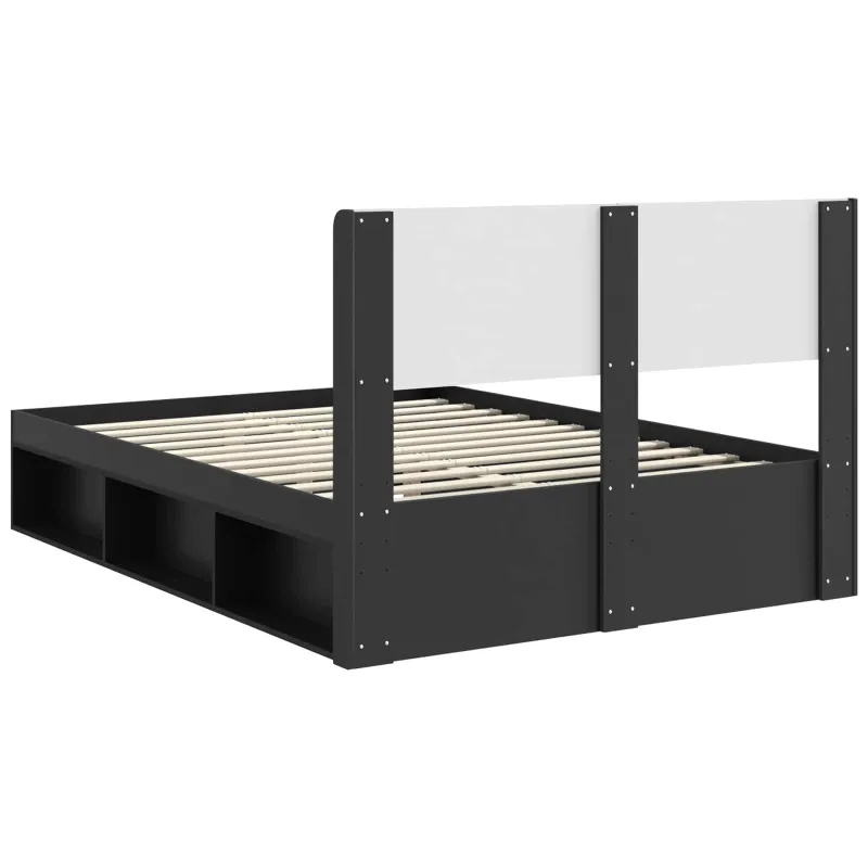 Lovos rėmas su saugojimu ir nugara Juoda 120 x 200 cm
