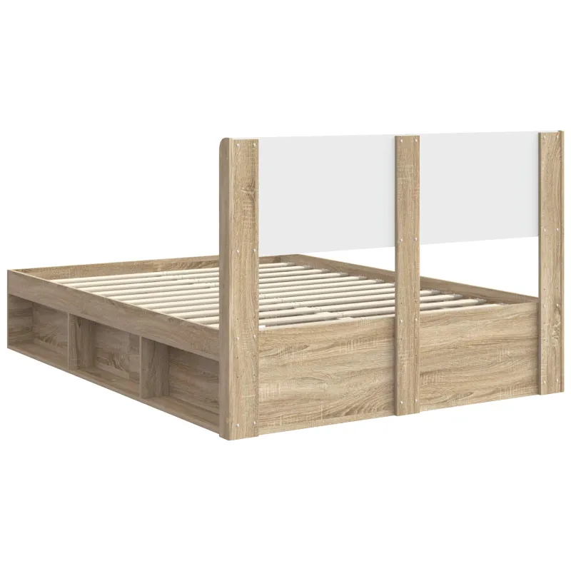 Lovos rėmas su saugojimu ir nugara Sonoma ąžuolas 120 x 200 cm