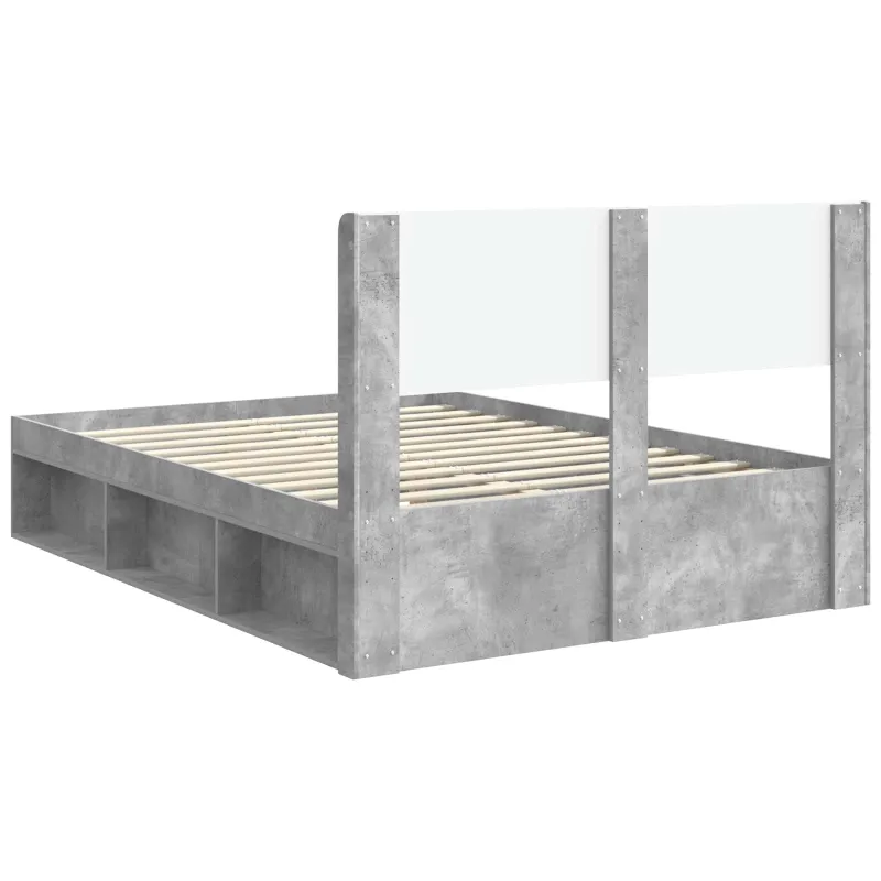 Lovos rėmas su saugojimu ir nugara Betono pilka 120 x 200 cm