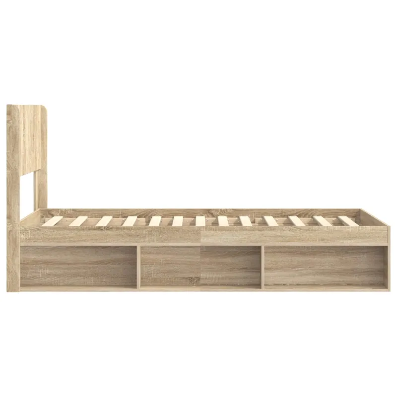 Lovos rėmas su saugojimu ir nugara Sonoma ąžuolas 100 x 200 cm