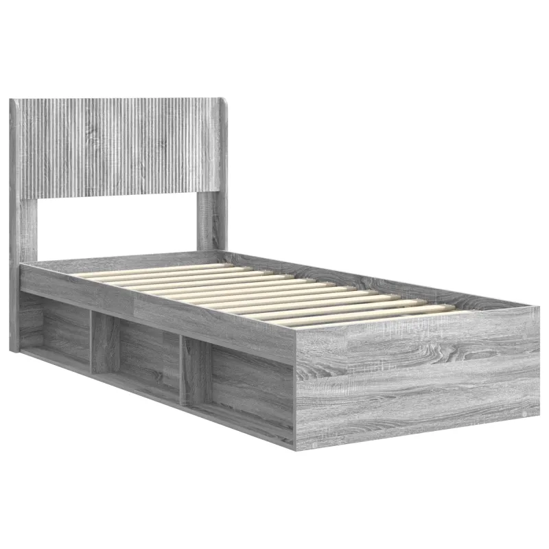 Lovos rėmas su saugojimu ir nugara Pilka Sonoma 100 x 200 cm