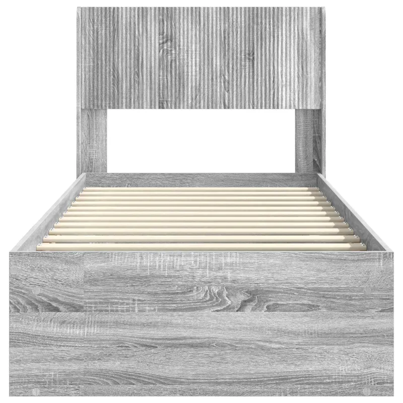 Lovos rėmas su saugojimu ir nugara Pilka Sonoma 100 x 200 cm