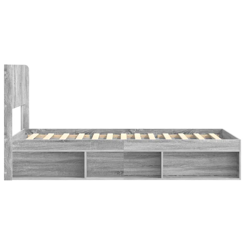 Lovos rėmas su saugojimu ir nugara Pilka Sonoma 100 x 200 cm