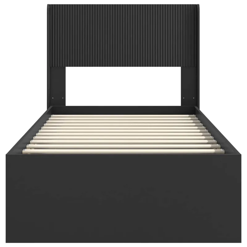 Lovos rėmas su saugojimu ir nugara Juoda 90 x 200 cm