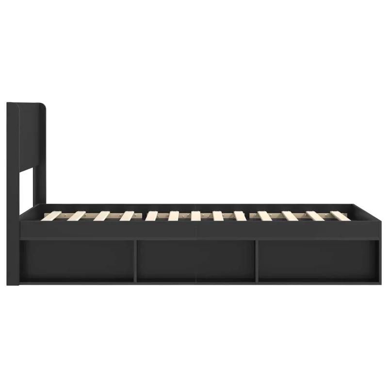 Lovos rėmas su saugojimu ir nugara Juoda 90 x 200 cm