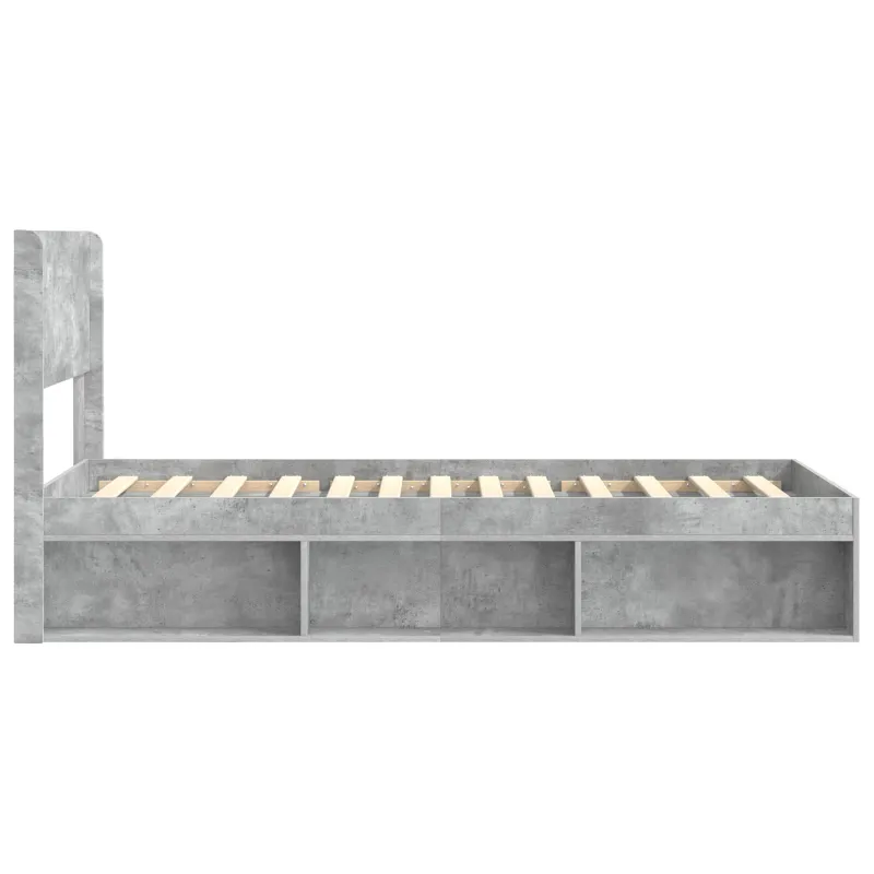 Lovos rėmas su saugojimu ir nugara Betono pilka 90 x 200 cm