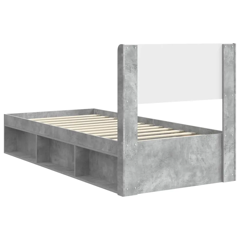 Lovos rėmas su saugojimu ir nugara Betono pilka 90 x 200 cm