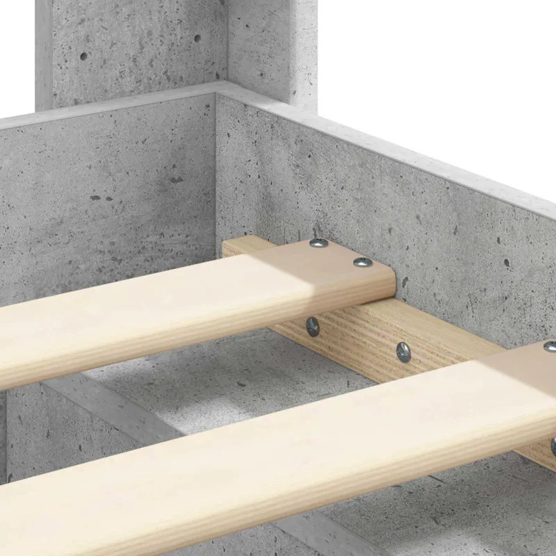 Lovos rėmas su saugojimu ir nugara Betono pilka 90 x 200 cm