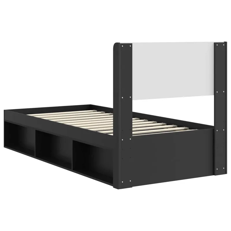 Lovos rėmas su saugojimu ir nugara Juoda 90 x 190 cm