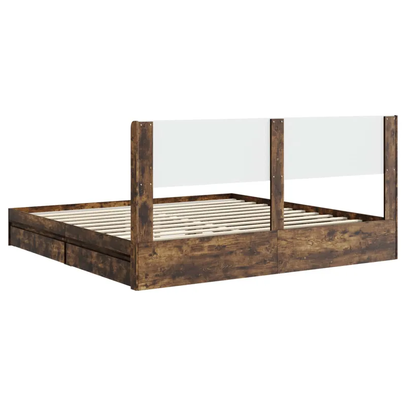 Lovos rėmas su saugojimu ir nugara Dūminio ąžuolo 180 x 200 cm