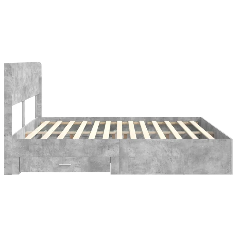 Lovos rėmas su saugojimu ir nugara Betono pilka 180 x 200 cm