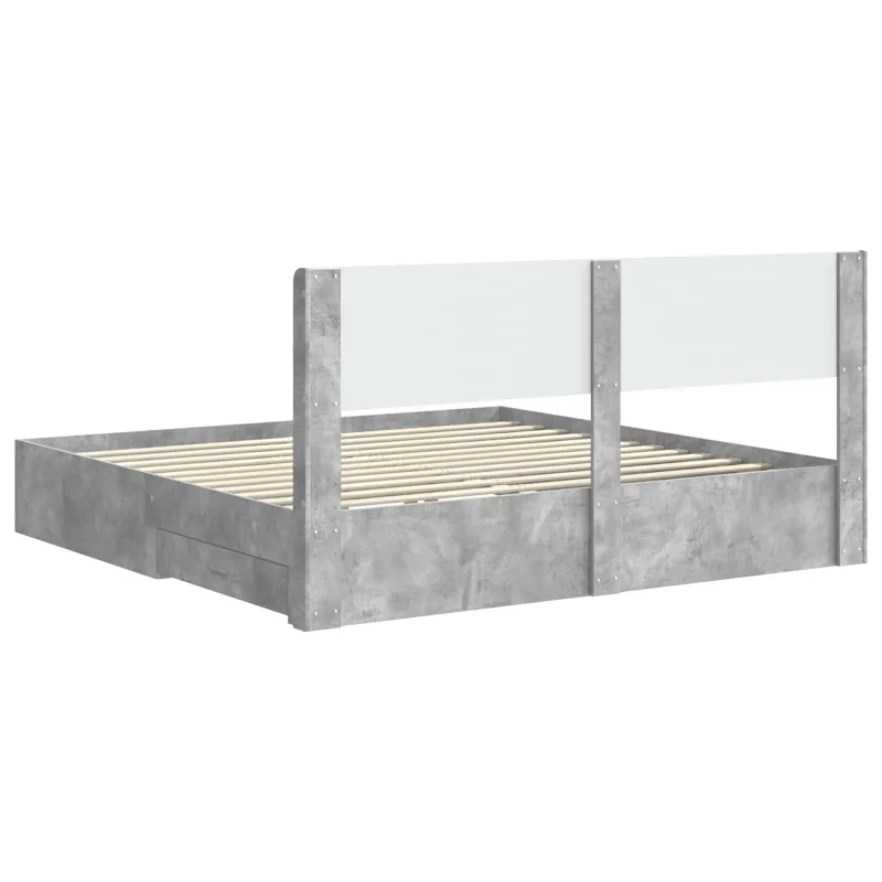 Lovos rėmas su saugojimu ir nugara Betono pilka 180 x 200 cm