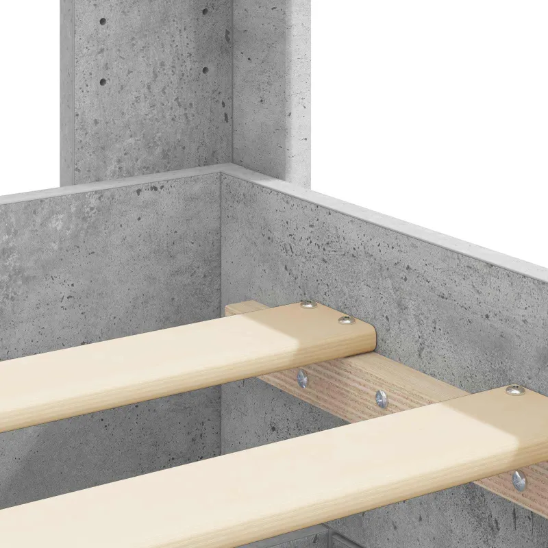 Lovos rėmas su saugojimu ir nugara Betono pilka 100 x 200 cm