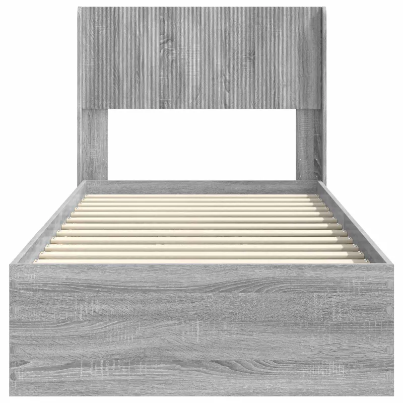 Lovos rėmas su saugojimu ir nugara Pilka Sonoma 100 x 200 cm
