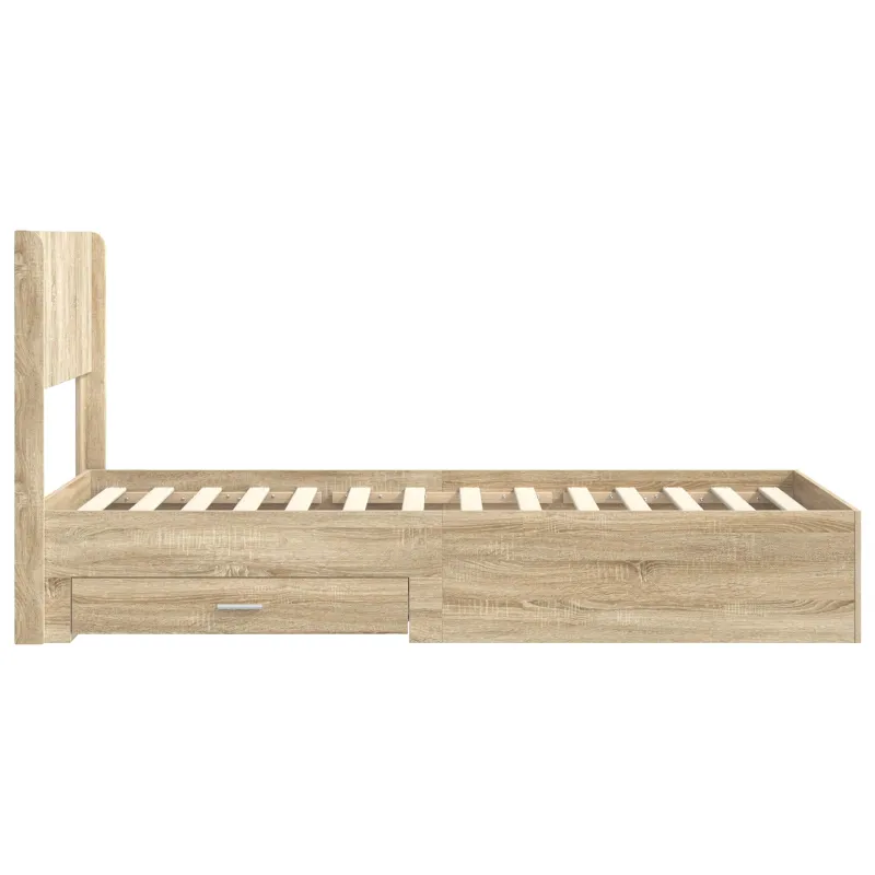 Lovos rėmas su saugojimu ir nugara Sonoma ąžuolas 90 x 200 cm