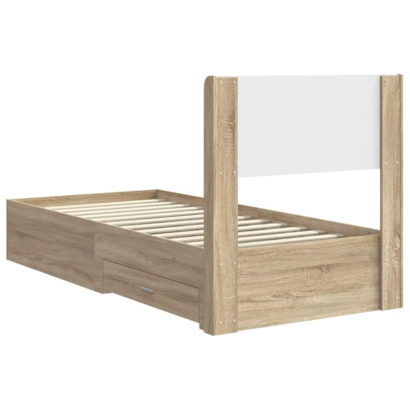 Lovos rėmas su saugojimu ir nugara Sonoma ąžuolas 90 x 200 cm
