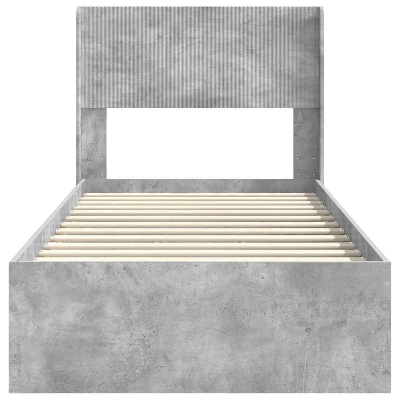 Lovos rėmas su saugojimu ir nugara Betono pilka 90 x 200 cm