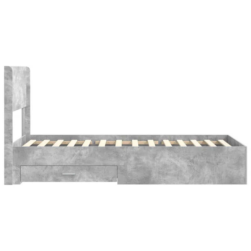 Lovos rėmas su saugojimu ir nugara Betono pilka 90 x 200 cm