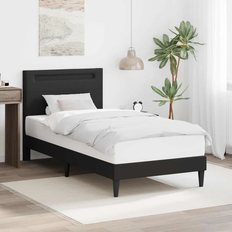 Lovos rėmas Juoda 90 x 190 cm Dirbtinė oda