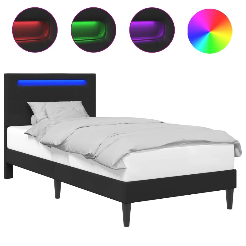 Lovos rėmas Juoda 90 x 190 cm Dirbtinė oda