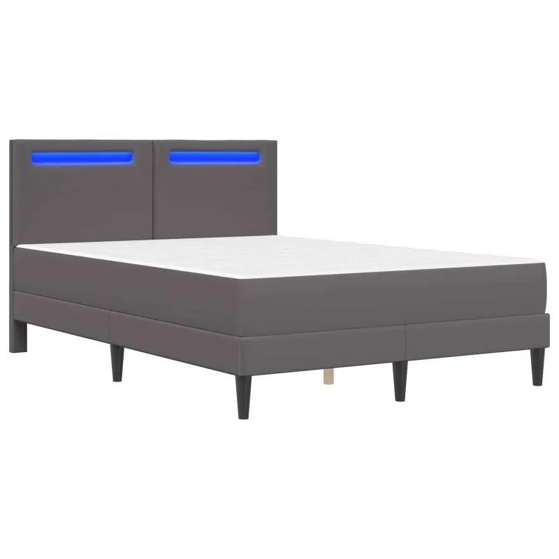 Lovos rėmas su LED juostelėmis Pilka 120 x 200 cm Dirbtinė oda