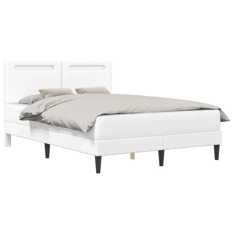 Lovos rėmas su LED juostelėmis Balta 120 x 200 cm Dirbtinė oda