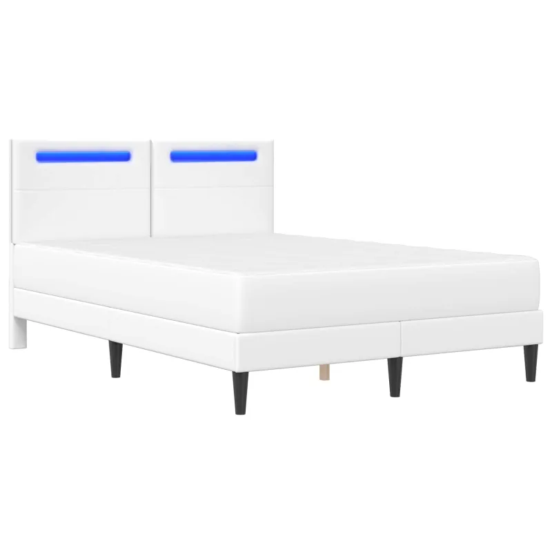 Lovos rėmas su LED juostelėmis Balta 120 x 200 cm Dirbtinė oda