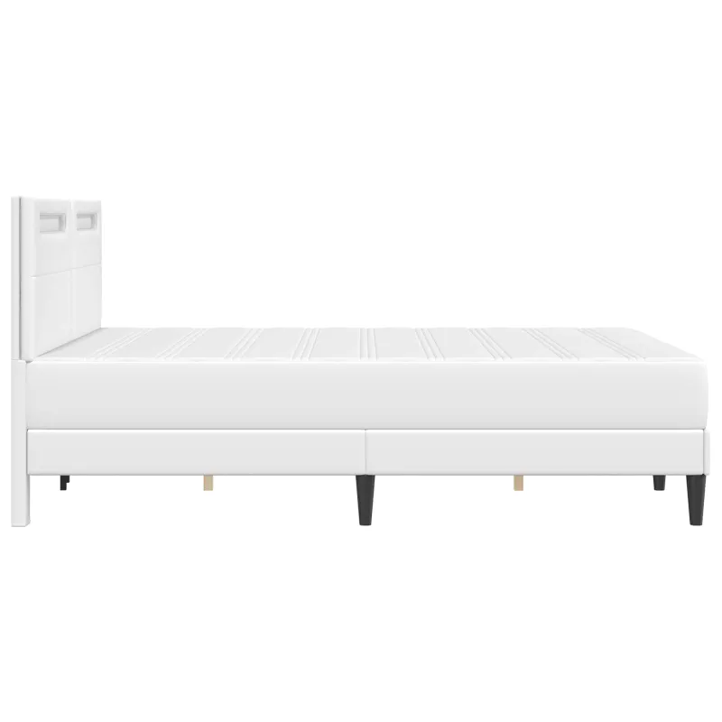 Lovos rėmas su LED juostelėmis Balta 140 x 190 cm Dirbtinė oda