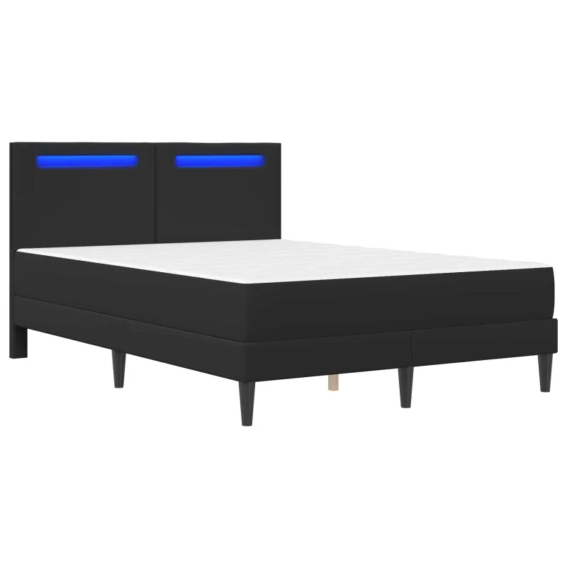 Lovos rėmas su LED juostelėmis Juoda 140 x 200 cm Dirbtinė oda