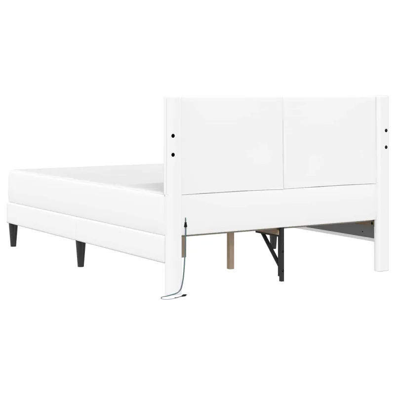 Lovos rėmas su LED juostelėmis Balta 140 x 200 cm Dirbtinė oda