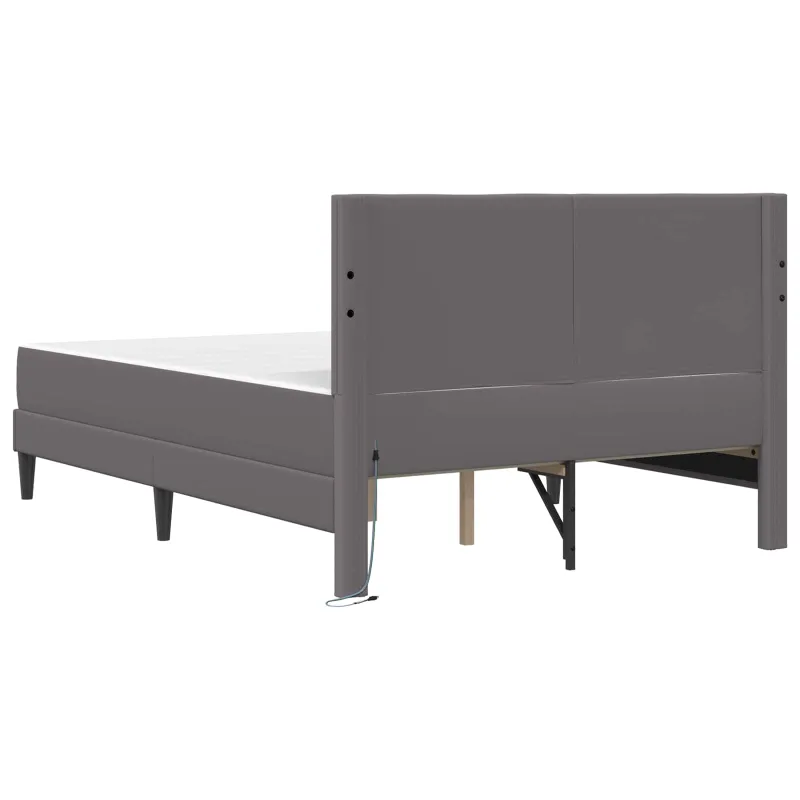 Lovos rėmas su LED juostelėmis Pilka 160 x 200 cm Dirbtinė oda