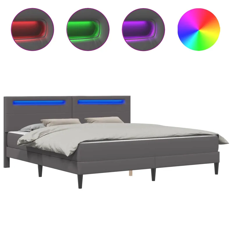 Lovos rėmas su LED juostelėmis Pilka 180 x 200 cm Dirbtinė oda