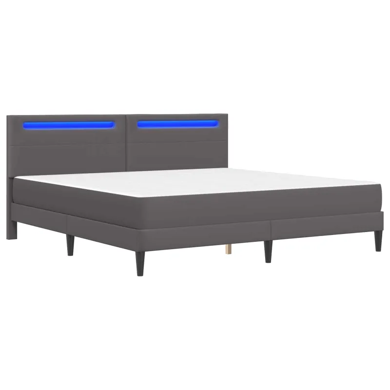 Lovos rėmas su LED juostelėmis Pilka 180 x 200 cm Dirbtinė oda