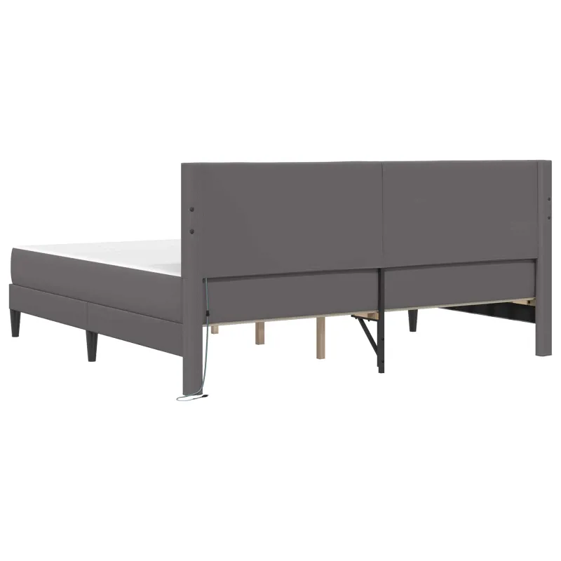 Lovos rėmas su LED juostelėmis Pilka 180 x 200 cm Dirbtinė oda