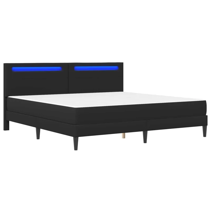 Lovos rėmas su LED juostelėmis Juoda 200 x 200 cm Dirbtinė oda