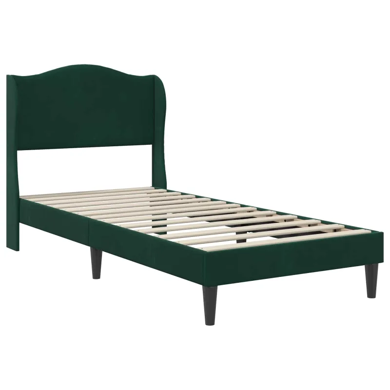 Lovos rėmas 2 pcs Tamsiai žalia 90 x 190 cm Aksomas