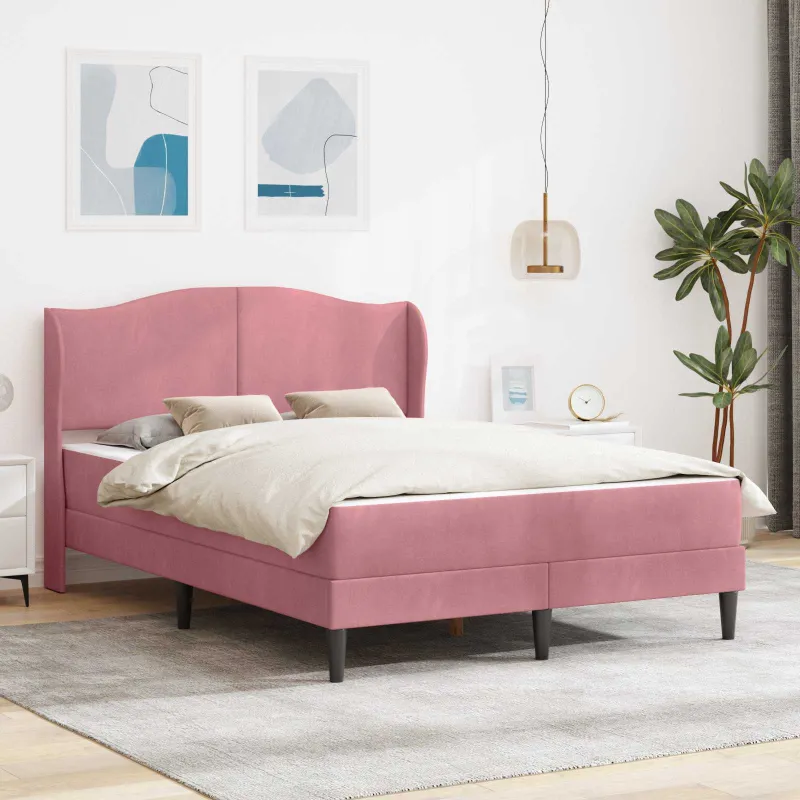 Lovos rėmas su galvūgalio 2 pcs Rožinė 120 x 190 cm Aksomas