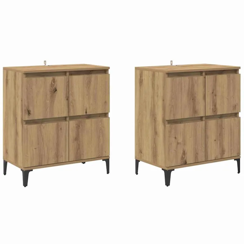 Šoninės lentynos 2 pcs Amatininkų ąžuolas 60 x 35 x 70 cm