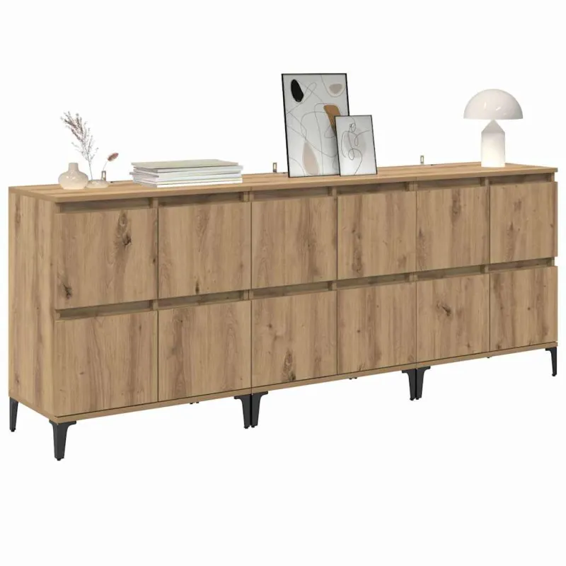 Šoninės lentynos 3 pcs Amatininkų ąžuolas 60 x 35 x 70 cm