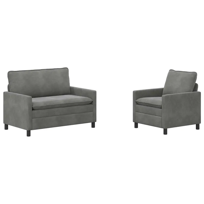 Sofos komplektas 2 pcs Tamsiai pilka Aksomas